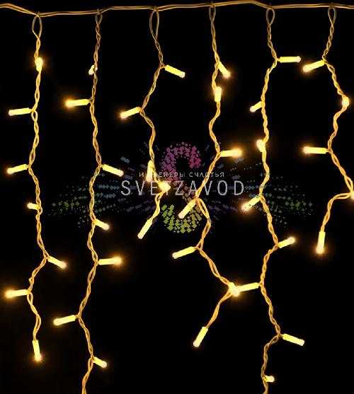 Светодиодная бахрома Айсикл, 5х0,7м, мерцающая, 220В, желтая, белый ПВХ, IP65