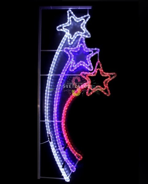 Детальное фото светодиодной консоли Звездный триколор 150х67 см. Видны металлический каркас, 468 светодиодов и защита от влаги IP65.