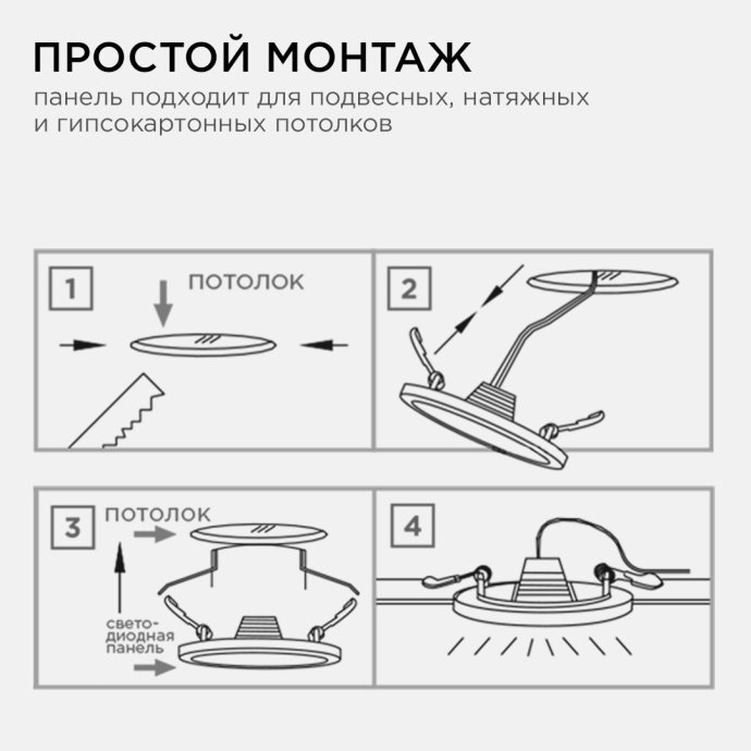 Встраиваемая LED панель круглая 2700К теплый белый свет, алюминиевый корпус белый, 10Вт, ø120/85мм