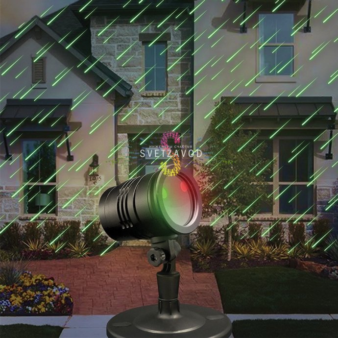 Лазерная подсветка Метеоритный дождь Neon-Night в работе. Видны красный и зеленый лазерные лучи, создающие эффект падающих звезд на темной поверхности. Лазерная подсветка Метеоритный дождь Neon-Night в работе. Видны красный и зеленый лазерные лучи, создающие эффект падающих звезд на темной поверхности.