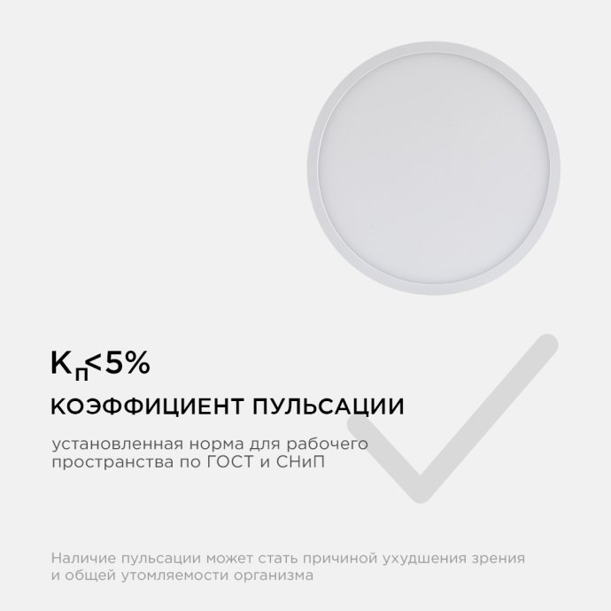 Круглая накладная светодиодная панель 18Вт 220В 2700К теплый белый свет CRI80 1440лм алюминиевый корпус IP40