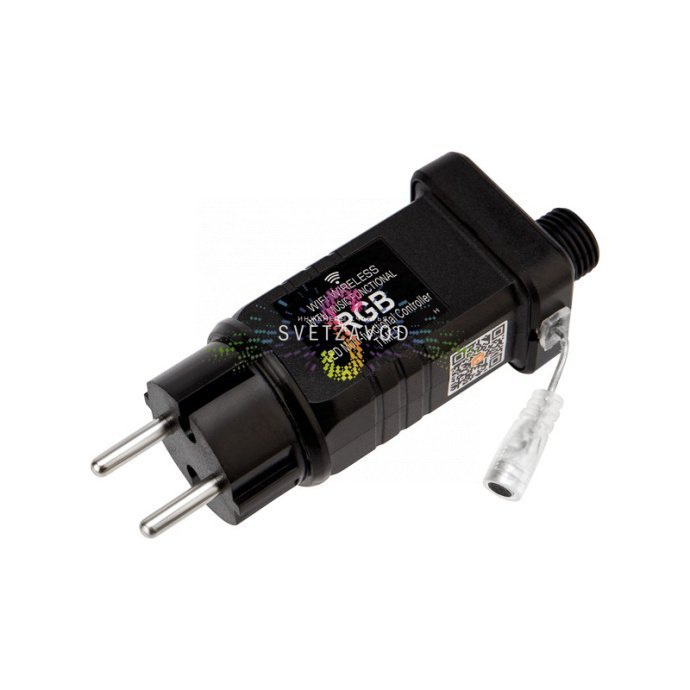 Детальное фото умной Wi-Fi гирлянды Твинкл Лайт длиной 18 метров с зеленым ПВХ проводом и 120 RGB светодиодами, демонстрирующее упаковку и блок питания.