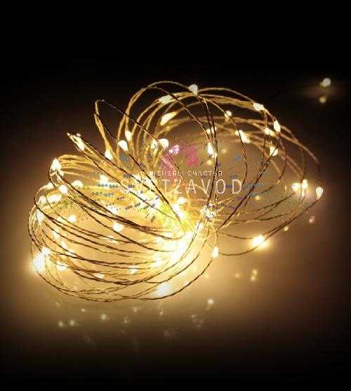 Гирлянда Роса, 20м, 200 LED, 12В, теплая белая, IP65, без блока питания