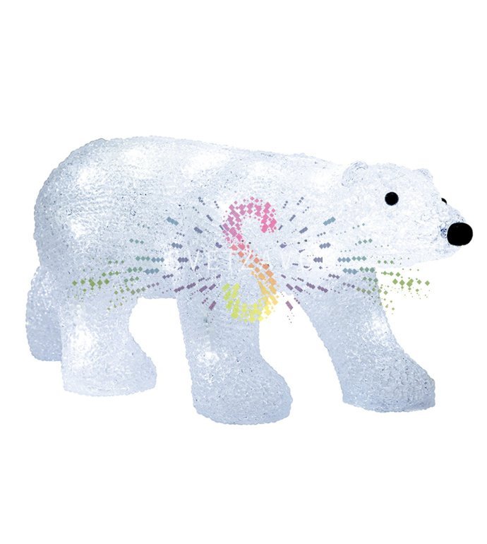 Детальное фото акриловой светодиодной фигуры 3D Медведь от Neon-Night с равномерной подсветкой 24 светодиодами, размеры 34.5х12х17 см.