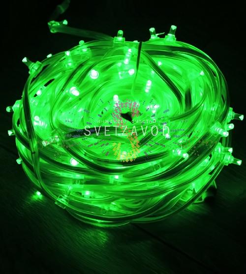 Клип Лайт 12В, фиксинг, зеленый, 135 LED, 20м, прозрачный ПВХ, с защитными колпачками, IP65