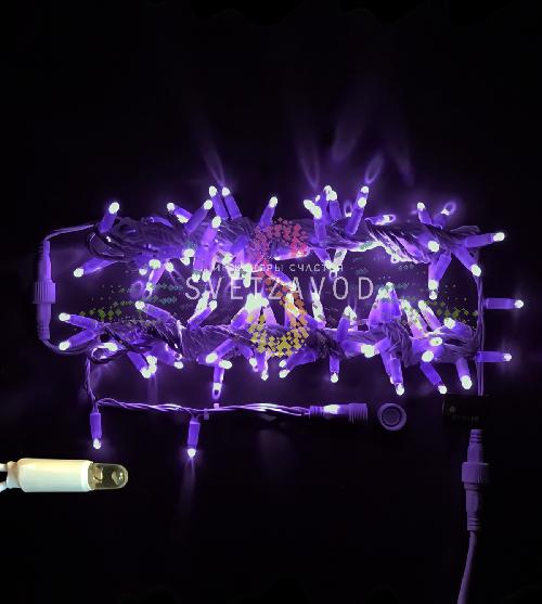 Гирлянда-нить Стринг Лайт, 220В, фиксинг, фиолетовая, 10м, белый ПВХ, IP65, Rich Led