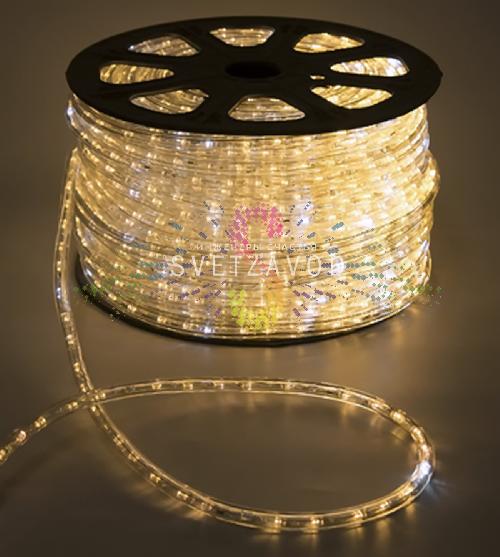 Дюралайт круглый, Ø 13мм, теплый белый, 20м, 220В, 2W, 36 led/м, мерцающий