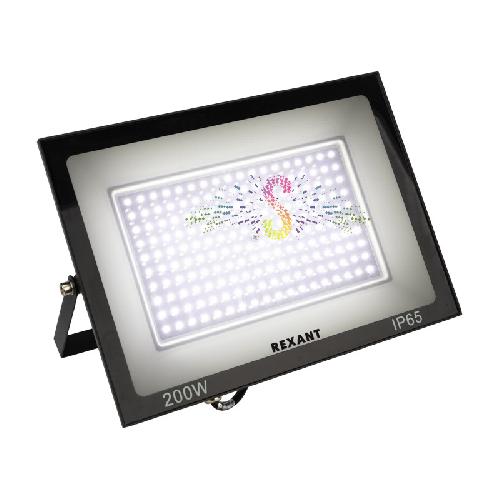 Прожектор светодиодный, холодный белый, 220В, 200Вт, черный корпус, REXANT