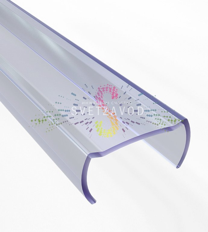 Крупный план пластикового монтажного профиля D-образного сечения размером 16х16 мм для установки гибкого светодиодного неона.
