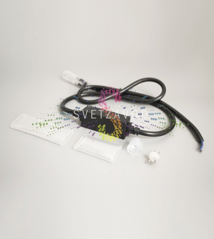 Комплект подключения Rich Led для дюралайта: черный влагозащищенный корпус IP65, клеммы для 2-жильного провода, для подключения к сети 220В.