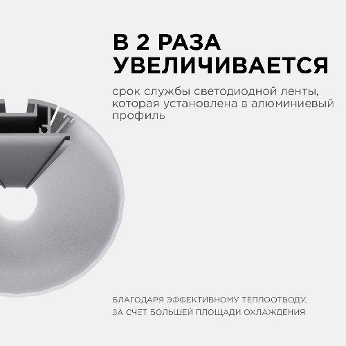 Профиль алюминиевый для светодиодной ленты, круглый, подвесной, серебро, Ø60мм, 2м, шир. ленты