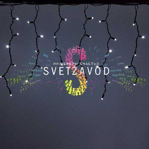 Светодиодная бахрома Айсикл, 4,8х0,6м, мерцающая, 220В, белая, черный каучук, IP65, без блока 