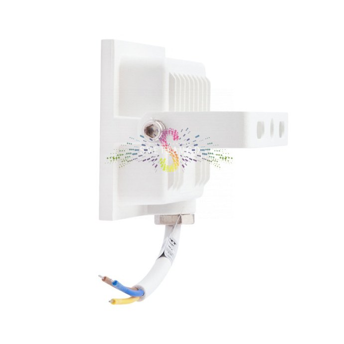 Белый светодиодный прожектор REXANT 20Вт с теплым свечением, алюминиевым корпусом, степенью защиты IP65 и накладным креплением.