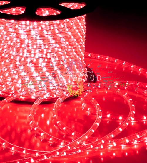 Дюралайт круглый, Ø 13мм, красный, 20м, 220В, 2W, 36 led/м, мерцающий