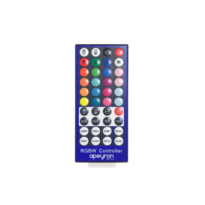 Контроллер RGBW 04-29 Apeyron Electrics с кнопочным пультом, 4 канала, подключение ленты 12-24В, накладной монтаж, IP20