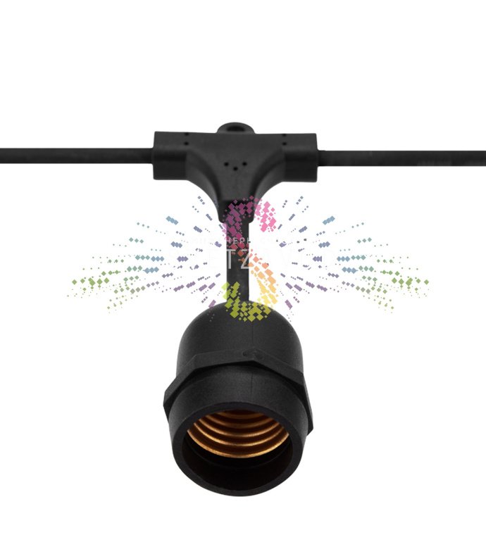 Гирлянда лофт, бухта 100м, шаг 40см, E27, черный провод каучук