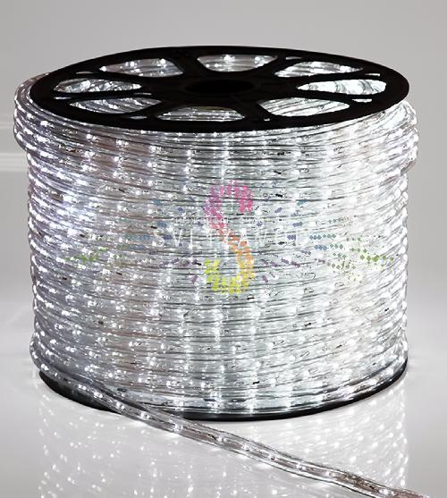 Светодиодный дюралайт, Ø 10мм, 220В, 2W, 24 led/м, фиксинг, белый, 100м, Neon-Night