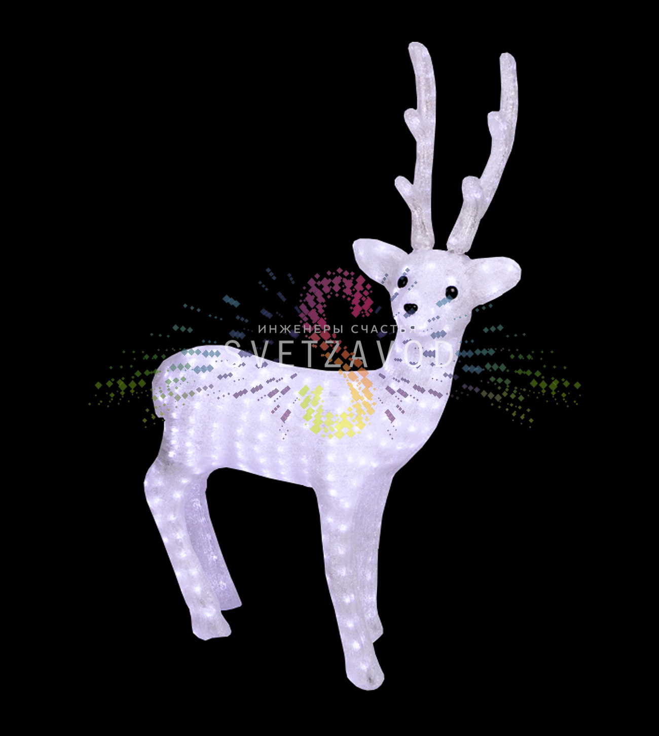 Акриловая фигура 3D Снежный олень, 100 см, 380 LED, 31В, с трансформатором, Neon-Night