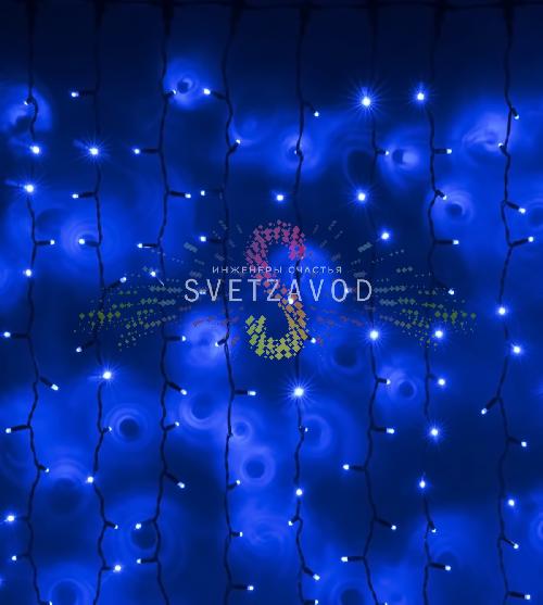 Светодиодный дождь 2х3м, синий, фиксинг, черный ПВХ, 24В, IP65