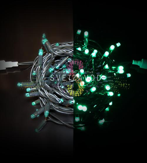 Гирлянда-нить Стринг Лайт, 24В, фиксинг, зеленая, 10м, зеленая резина, IP65, Rich Led