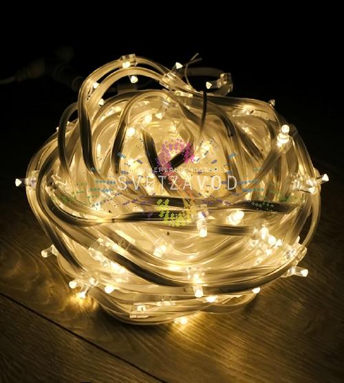 Клип Лайт 12В, фиксинг, теплый белый, 135 LED, 20м, прозрачный ПВХ, с защитным колпачком, IP65