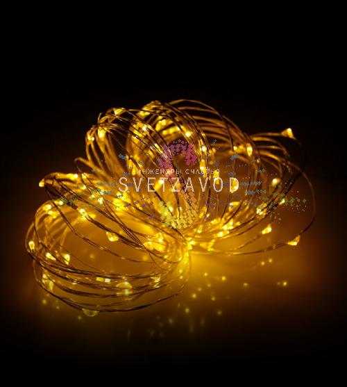 Гирлянда Роса, 20м, 200 LED, 12В, желтая, IP65, без блока питания