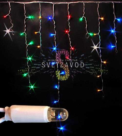 Светодиодная бахрома Айсикл, 3х0,9м, мерцающая, 220В, мульти RGBY, белый ПВХ, IP65, Rich Led