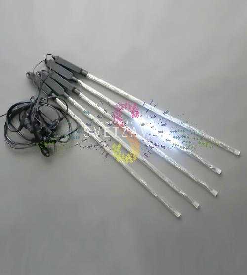 Гирлянда Тающие сосульки, белая, 5х100см, шлейф 5м, 12В, 480LED, IP54, с блоком питания