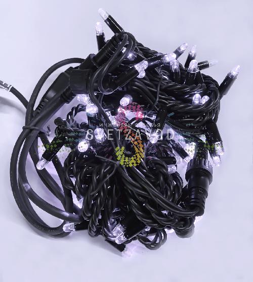 Гирлянда-нить Стринг Лайт, 24В, мерцающая, белая, 10м, черный каучук, IP65