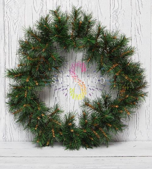 Рождественский еловый венок, Ø60см, ветки леска, Neon-Night