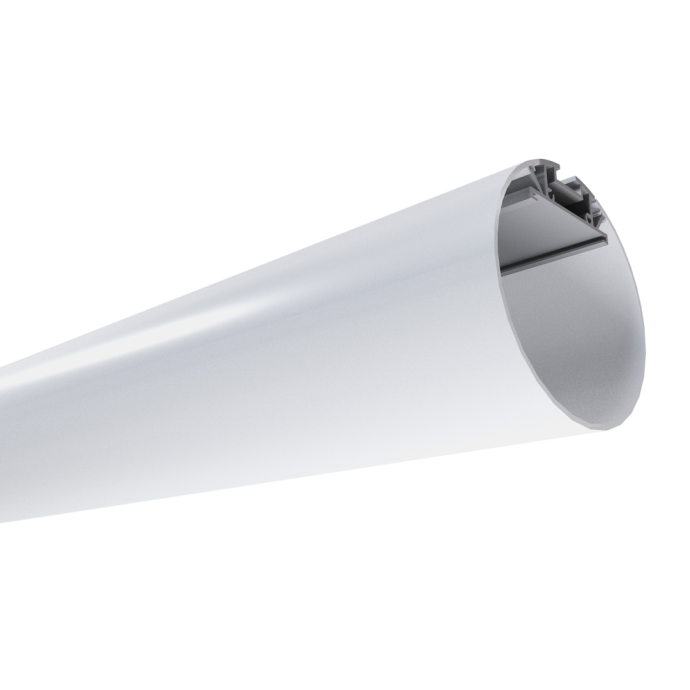 Подвесной алюминиевый профиль для LED ленты, 60 мм, 2 м, серебристый анодированный корпус, матовый белый рассеиватель, IP44