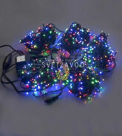 Клип Лайт Спайдер, 24В, 5 нитей по 20м, мульти, фиксинг, черный ПВХ, IP54