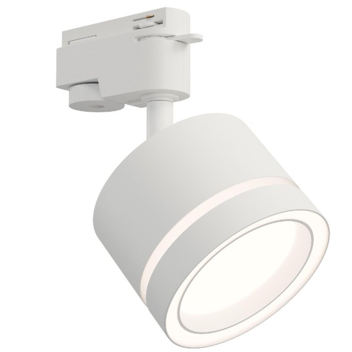 Белый трековый светильник Ray для LED лампы GX53 15Вт, 230В, IP20, поворотный на 355°, на однофазном шинопроводе, алюминиевый корпус, размер Ø83х60х140мм