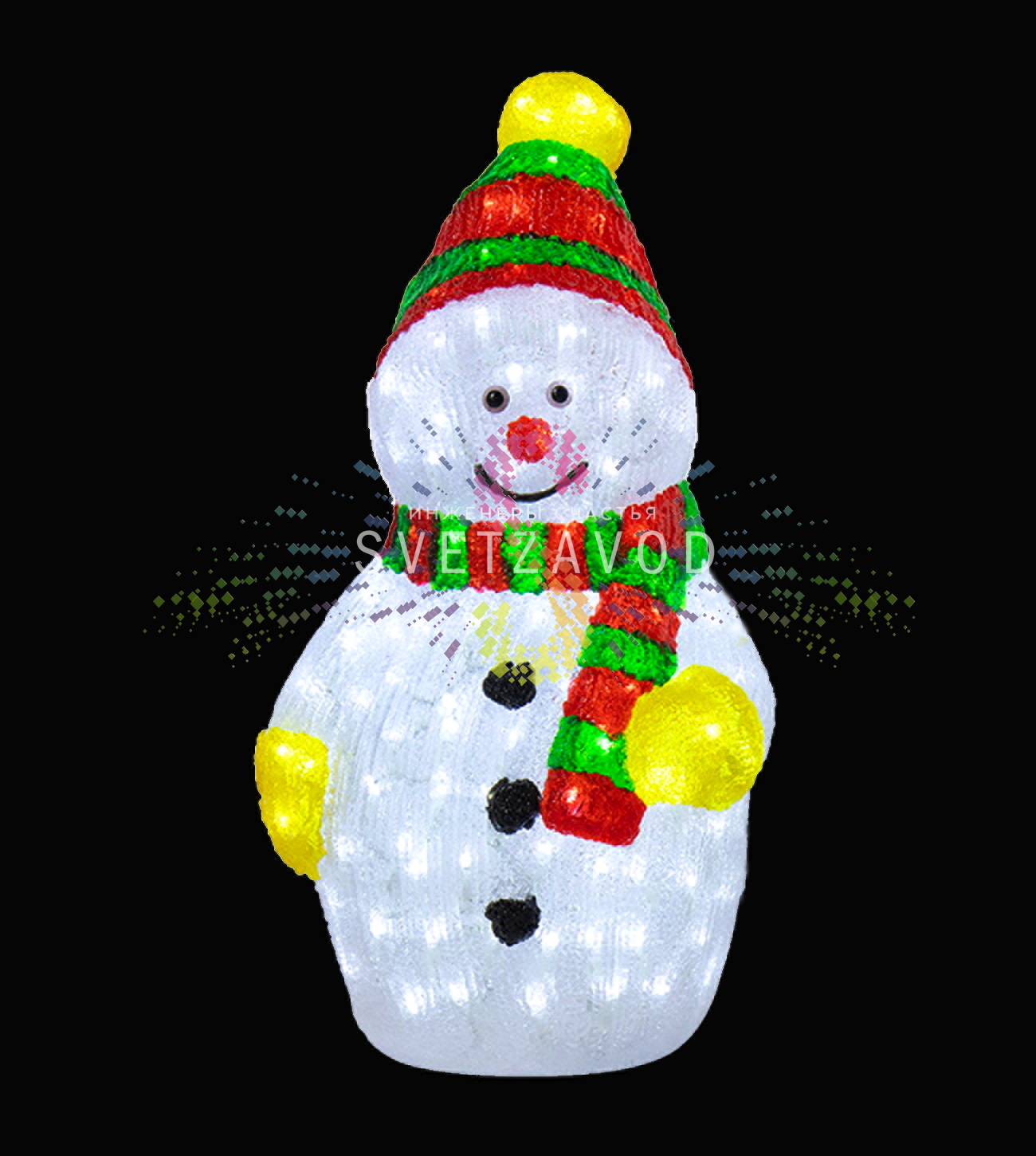 Акриловая фигура 3D Снеговик с шарфом, 60 см, 200 LED, 24В, с трансформатором, Neon-Night
