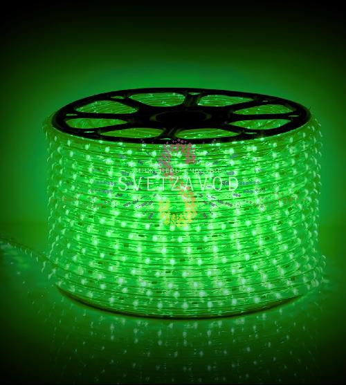 Светодиодный дюралайт, Ø 13мм, 220В, 2W, 36 led/м, фиксинг, зеленый, шаг 1м, 100м, Rich Led