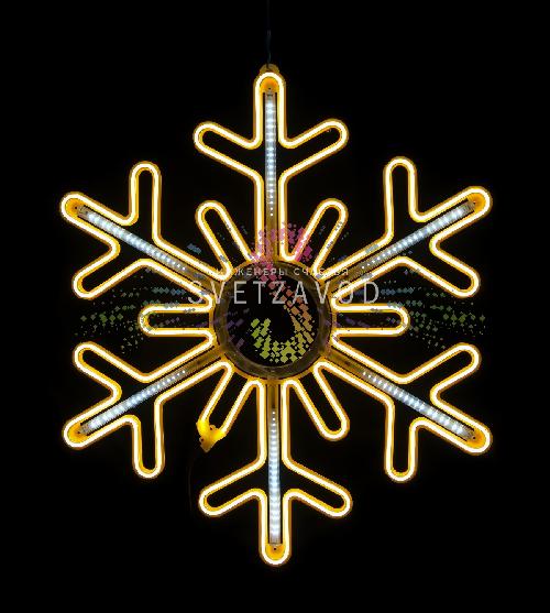 Светодиодная Снежинка, 80см, теплая белая, неон, с эффектом тающих сосулек, 220В, IP65