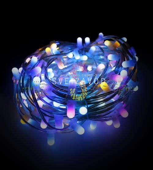 Клип Лайт 12В, чейзинг, RGB, 200 LED, 30м, прозрачный ПВХ, с колпачками и трансформатором, IP64