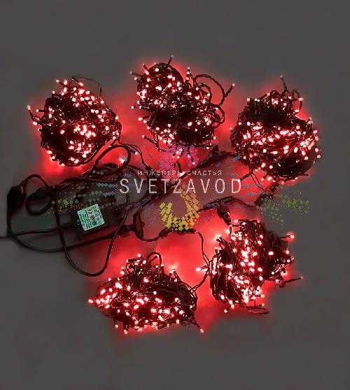 Клип Лайт Спайдер, 24В, 5 нитей по 20м, красный, мерцающий, WF, черный ПВХ, IP54