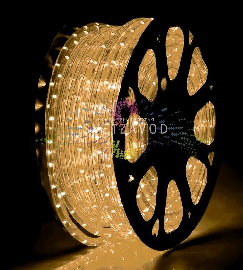 Светодиодный дюралайт, Ø 13мм, 220В, 3W, 36 led/м, чейзинг, теплый белый, шаг 2м, 100м