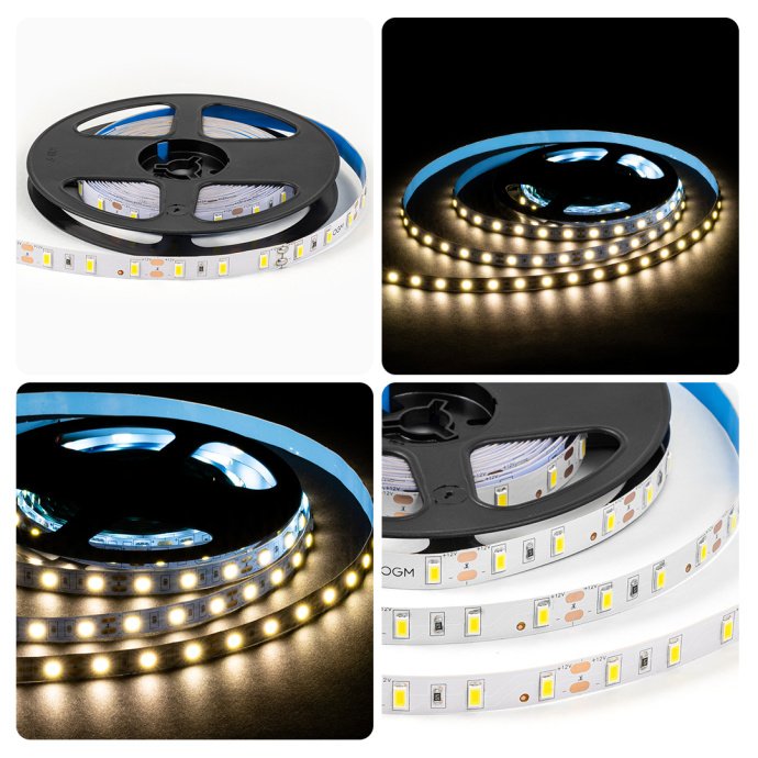 Фото LED ленты Apeyron Electrics нейтр. белый 4000K, 12В, SMD5630 60LED/м, белая плата, IP20, для интерьера.
