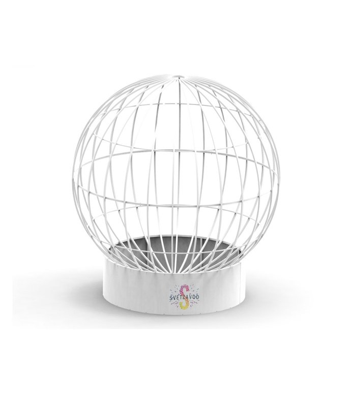 Белая подставка-подиум для светового шара 160 см. Металлический каркас из профильной трубы с порошковым покрытием, облицованный белым ПВХ.