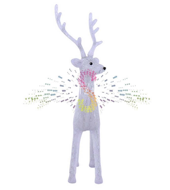 Детальное фото акриловой 3D-фигуры Северный олень с 380 светодиодами, металлическим каркасом и блоком питания 24В. Видны крепления для уличного монтажа. Детальное фото акриловой 3D-фигуры Северный олень с 380 светодиодами, металлическим каркасом и блоком питания 24В. Видны крепления для уличного монтажа.