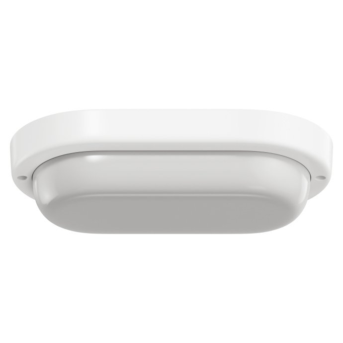 Детальное фото герметичного LED-светильника 12Вт 4000К дневной белый, IP65, 160х85х38мм, белый корпус и рассеиватель, овальная форма, накладной монтаж.