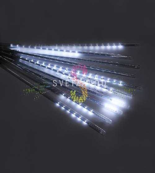 Гирлянда Тающие сосульки строб, белая, 10х50см, шлейф 4,5м, 7В, 480LED, IP65, с блоком питания