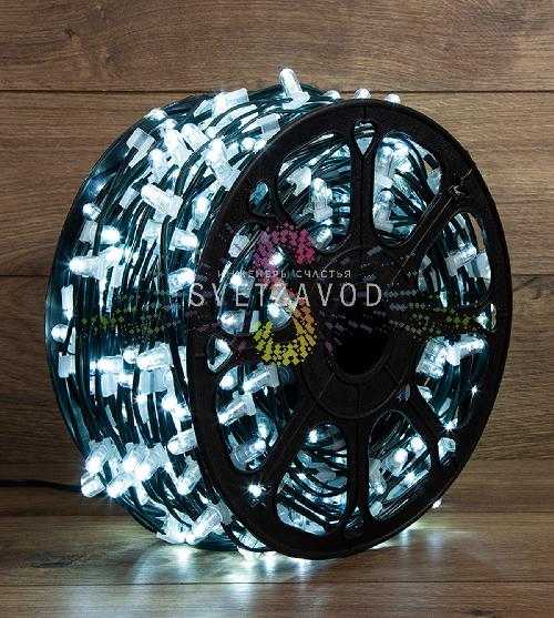 Клип Лайт 12В, фиксинг, белый, 665 LED, 100м, темно-зеленый ПВХ, IP65, Neon-Night