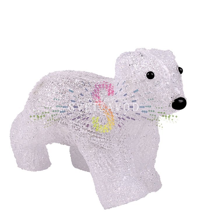 Детальное фото акриловой светодиодной фигуры 3D Медвежонок от Neon-Night. Видны объемная форма, равномерная подсветка по контуру, размеры 24х11х18 см.