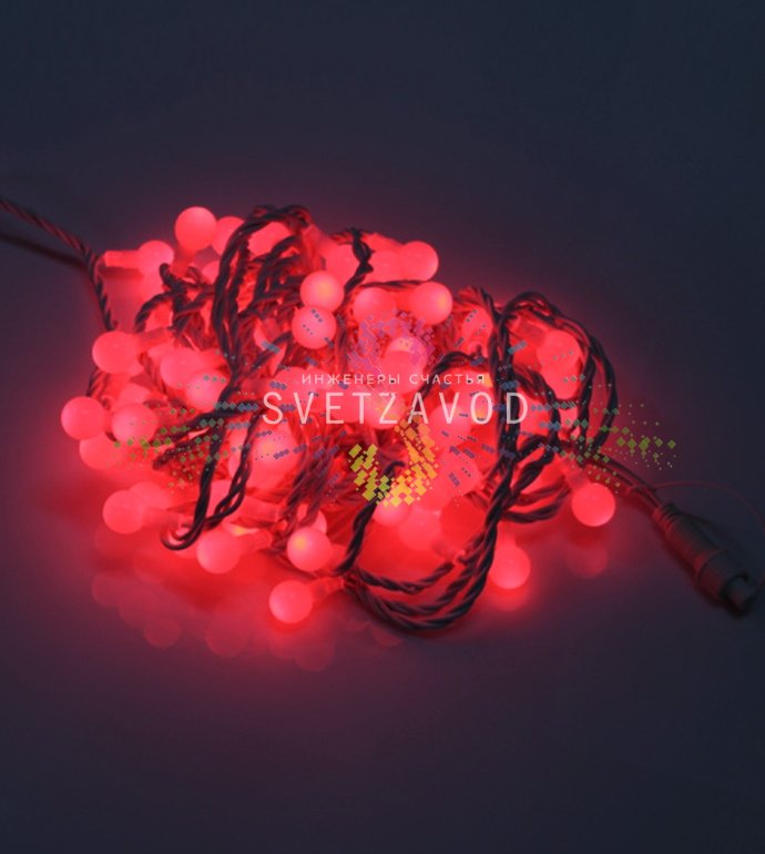 Гирлянда Шарики 15 метров с 100 красными светодиодами, защита IP65 для улицы Гирлянда Шарики 15 метров с 100 красными светодиодами, защита IP65 для улицы