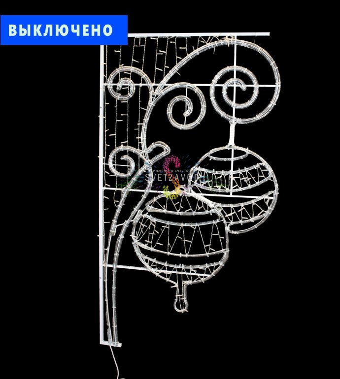 Детальное фото светодиодной консоли 'Новый год!' размером 150х85 см на металлическом каркасе, готовой к монтажу на опору уличного освещения.