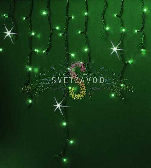 Светодиодная бахрома Айсикл, 3х0,9м, мерцающая, 220В, зеленая, черный ПВХ, IP54, Rich Led