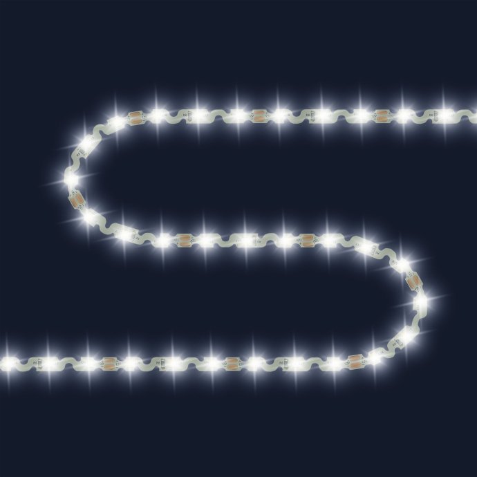 Светодиодная лента S-тип 6мм, гибкая, белая подложка, SMD2835 60LED/м, дневной белый свет 4000K, резка 5см, 5м бухта, IP20.